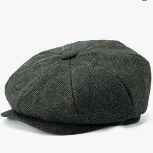 Men's 8 Panel Wool Blend Newsboy Flat Cap Herringbone Tweed Hat